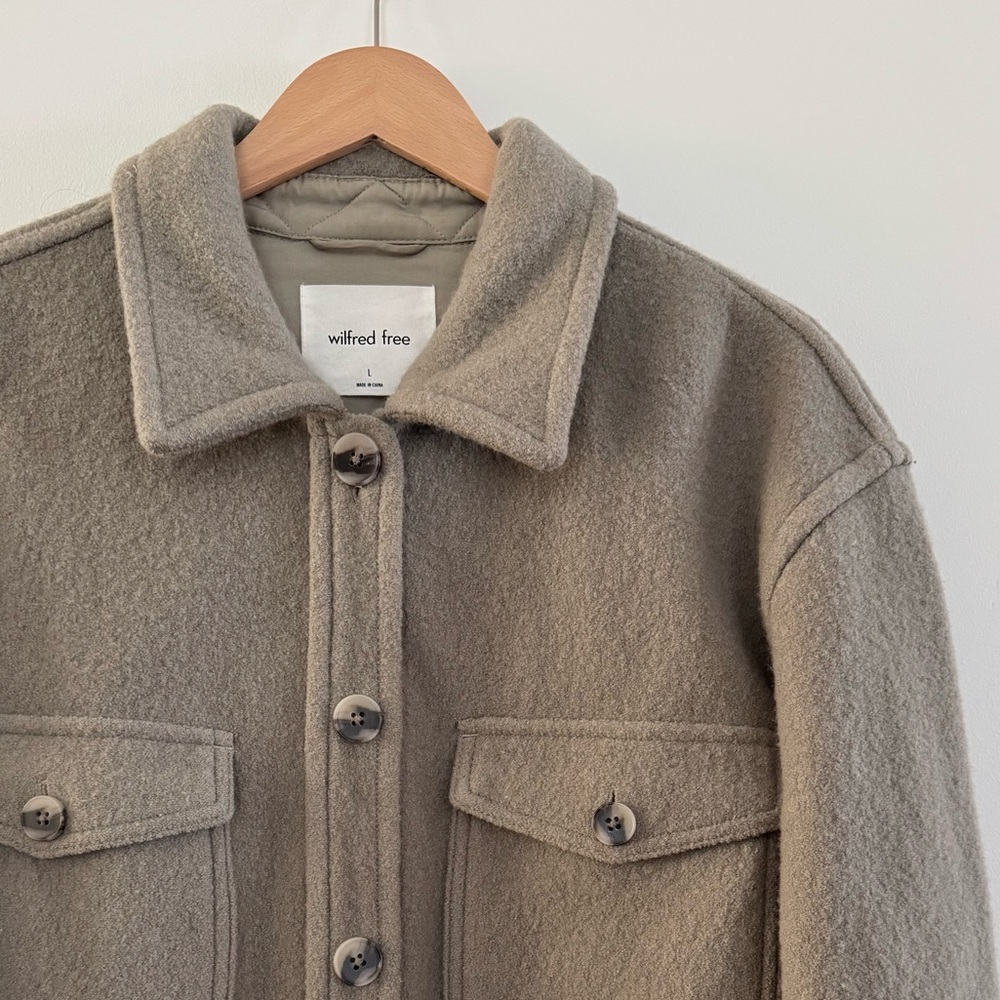 Aritzia Wilfred Free Sage Green Jacket 100% Merino Wool